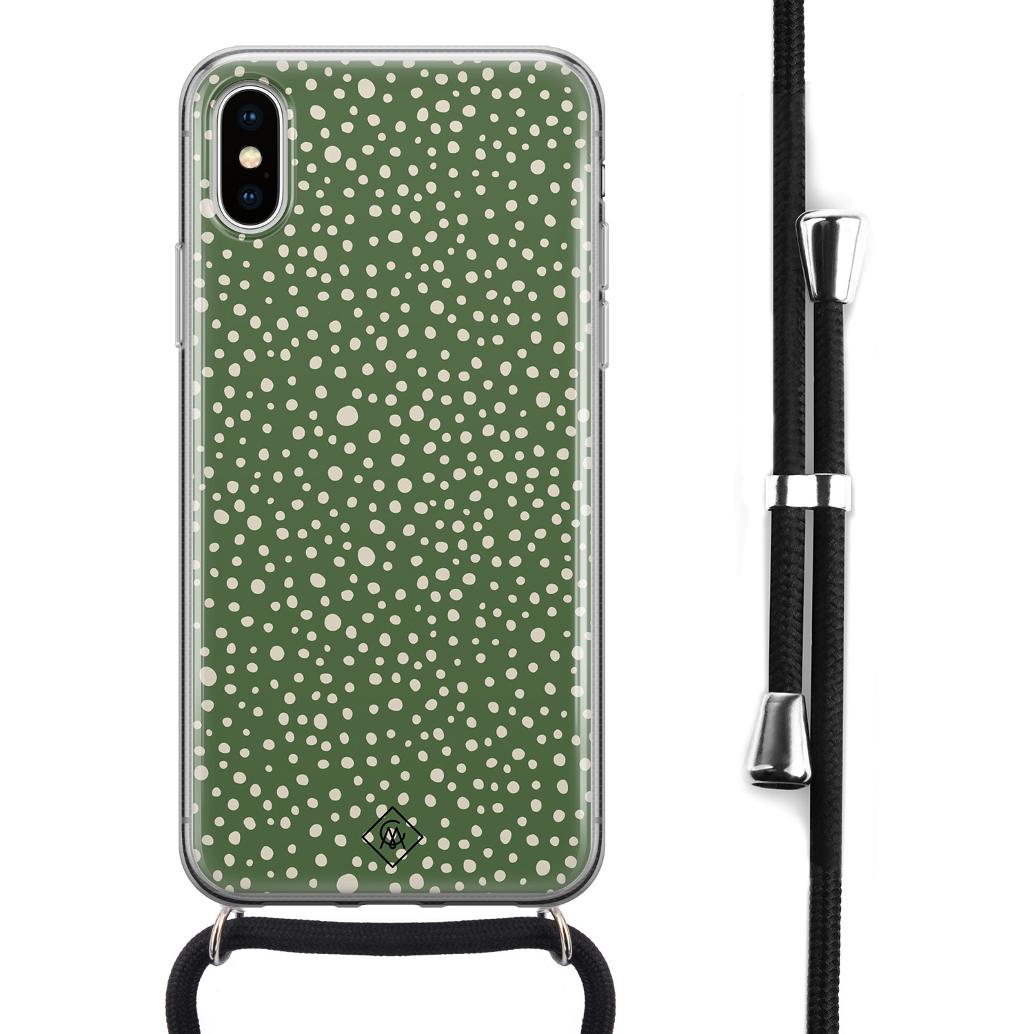 iPhone X/XS hoesje met koord - Green dots