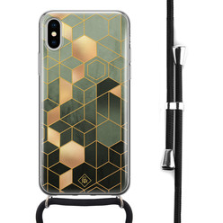 Casimoda iPhone X/XS hoesje met koord - Kubus groen