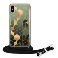 Casimoda iPhone X/XS hoesje met koord - Kubus groen