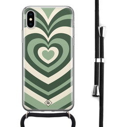 Casimoda iPhone X/XS hoesje met koord - Hart groen swirl