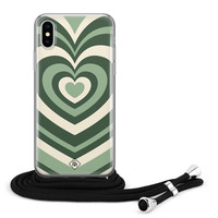 Casimoda iPhone X/XS hoesje met koord - Hart groen swirl