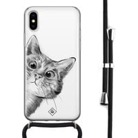 Casimoda iPhone X/XS hoesje met koord - Kiekeboe kat
