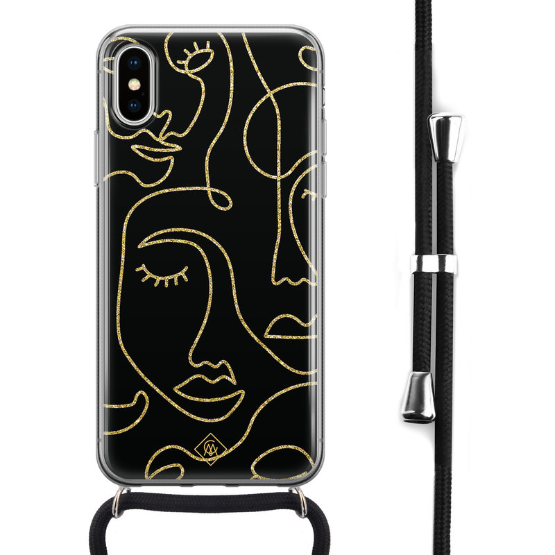 Casimoda iPhone X/XS hoesje met koord - Abstract faces