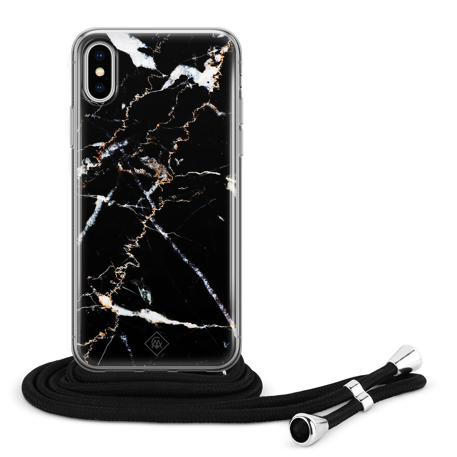 Medewerker hoop Speels iPhone X/XS hoesje met koord - Marmer zwart - Casimoda.nl
