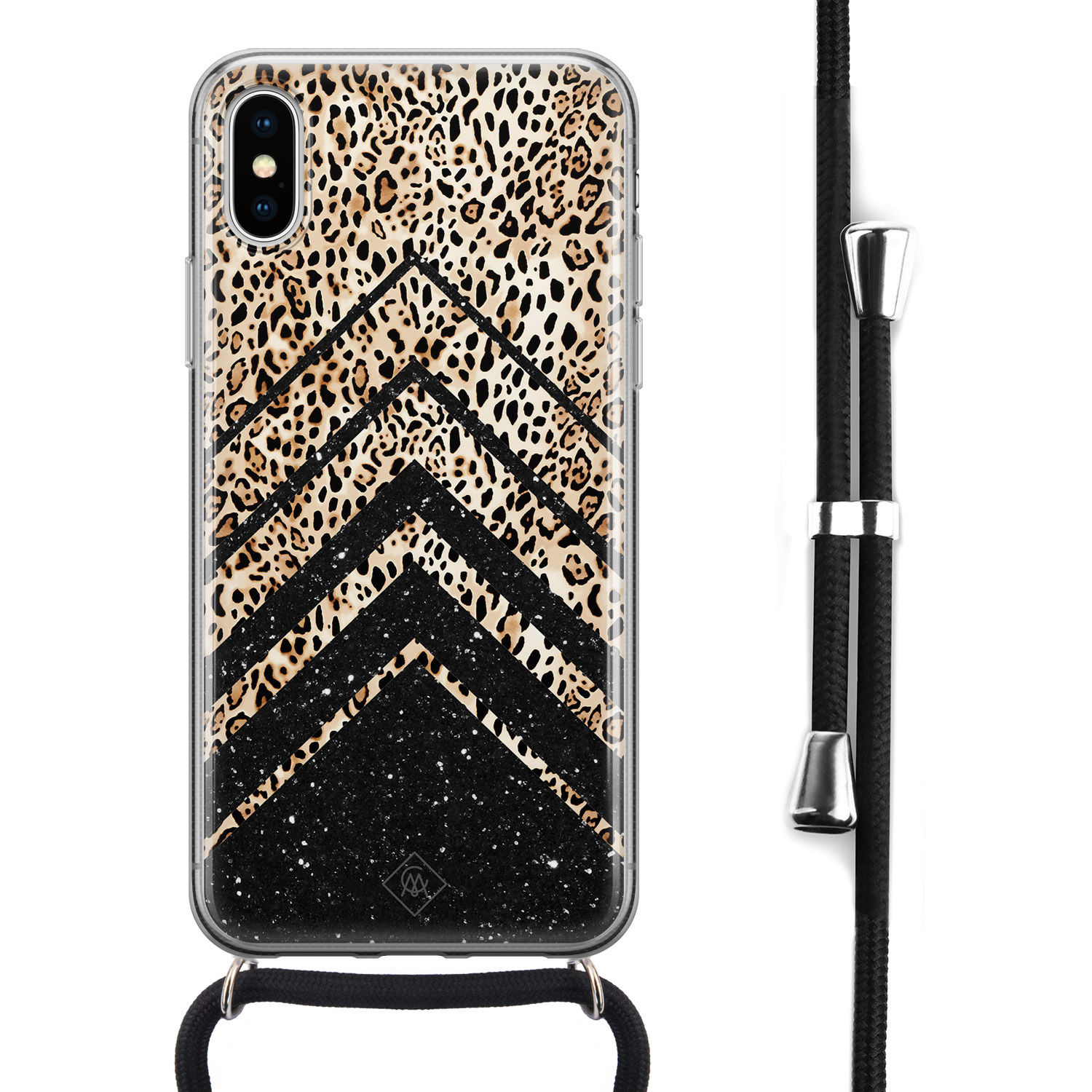 iPhone X/XS hoesje met koord - Chevron luipaard