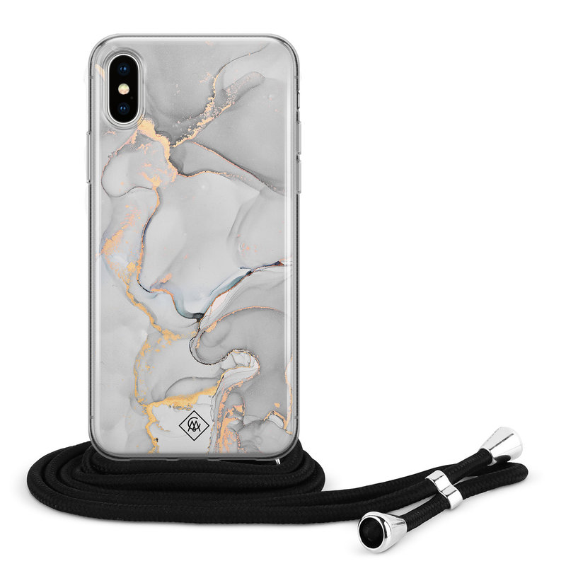 Casimoda iPhone X/XS hoesje met koord - Marmer grijs