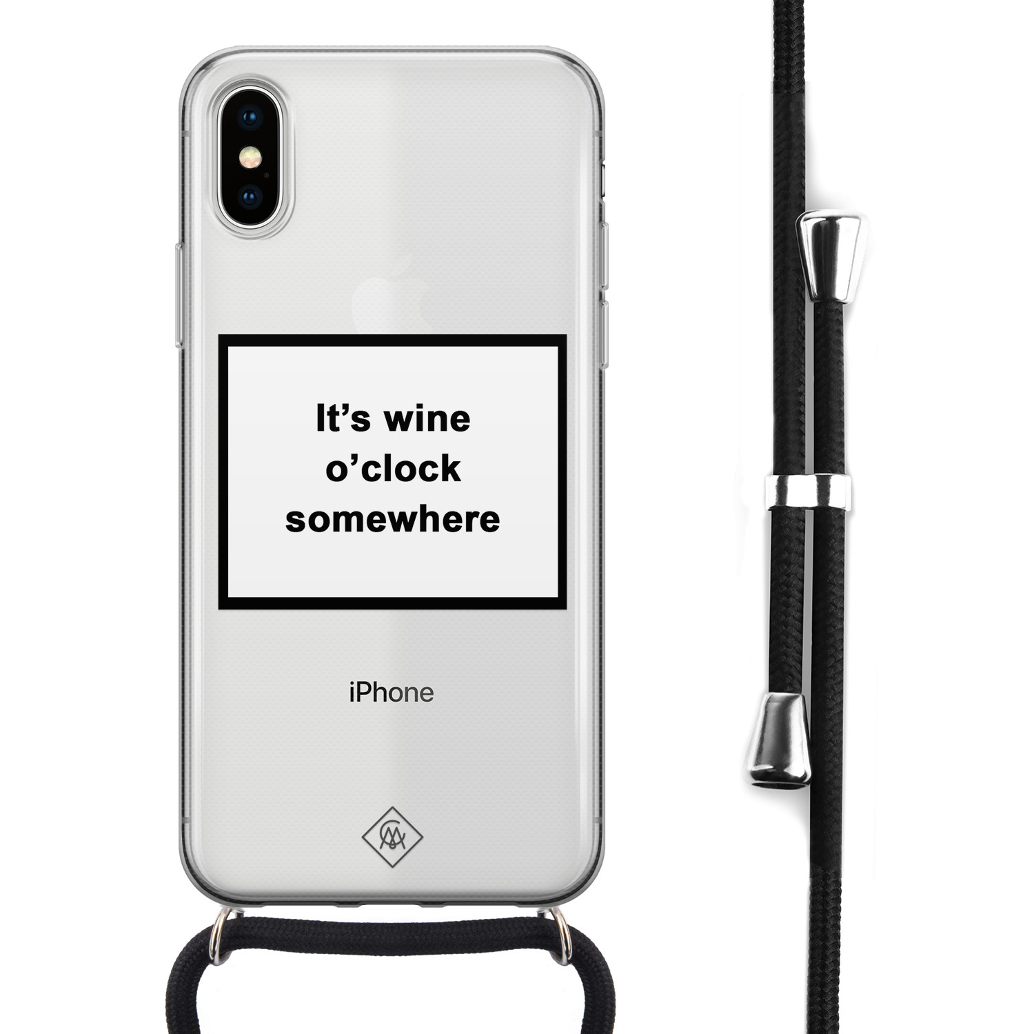 iPhone X XS hoesje met koord Wine o'clock