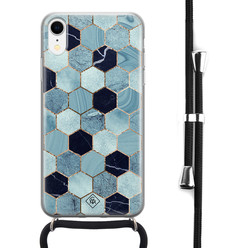 Casimoda iPhone XR hoesje met koord - Blue cubes
