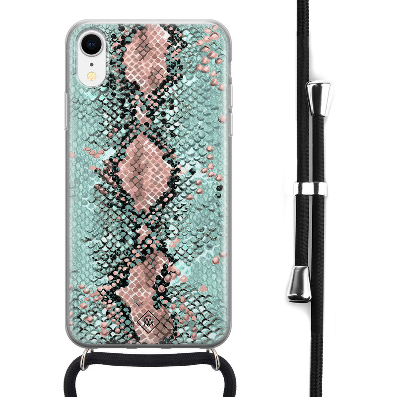 Casimoda iPhone XR hoesje met koord - Snake pastel