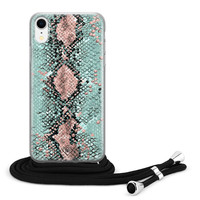 Casimoda iPhone XR hoesje met koord - Snake pastel