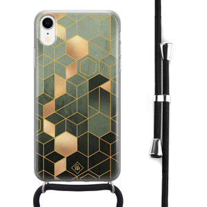 Casimoda iPhone XR hoesje met koord - Kubus groen