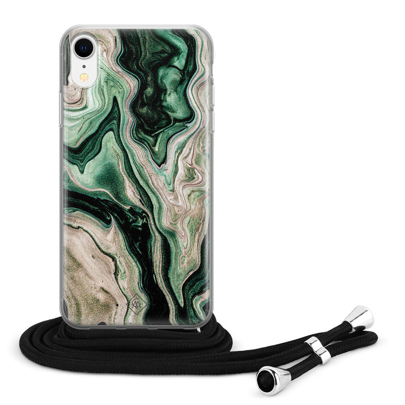 Casimoda iPhone XR hoesje met koord - Green waves