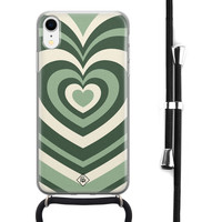 Casimoda iPhone XR hoesje met koord - Hart groen swirl