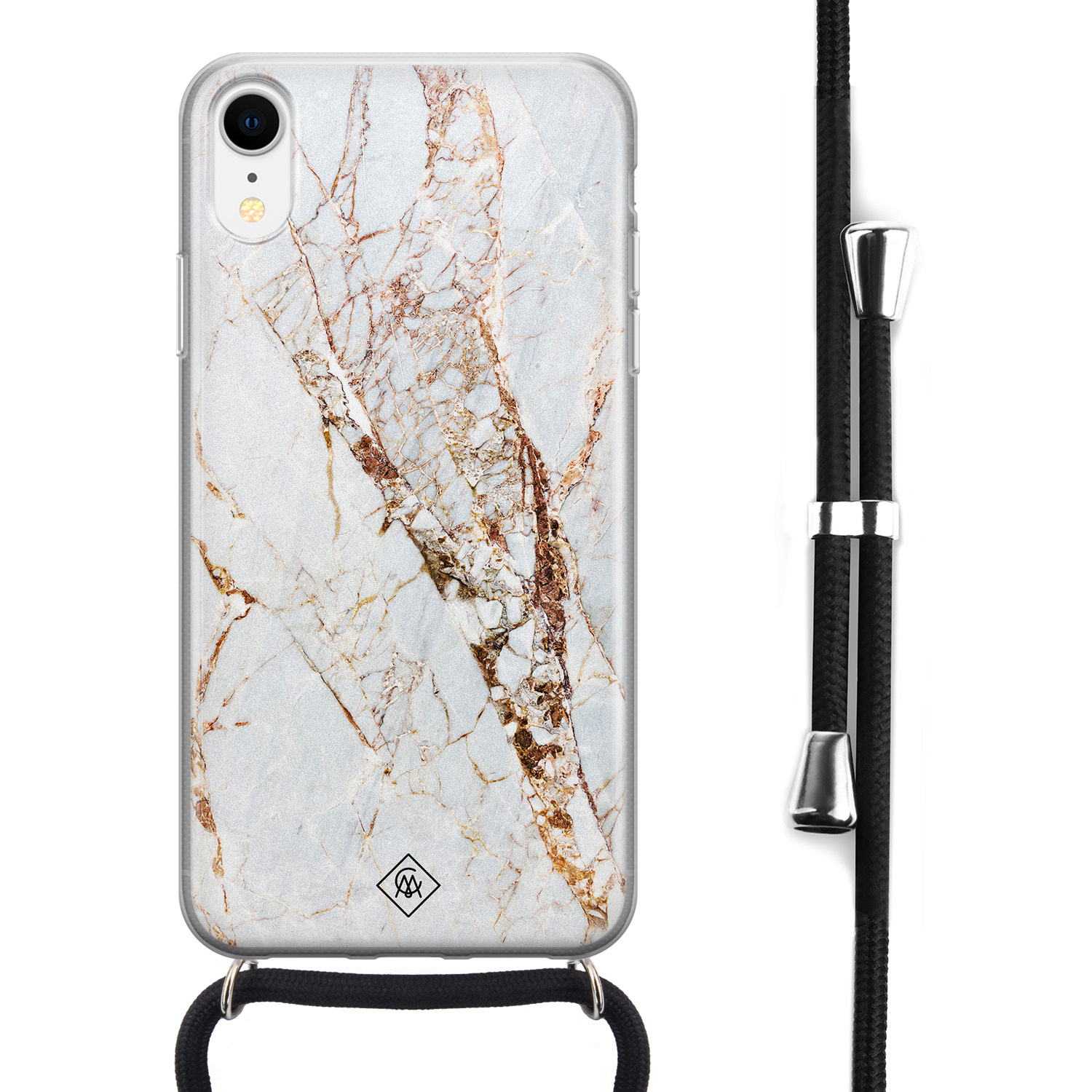 iPhone XR hoesje met koord Marmer goud