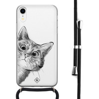 Casimoda iPhone XR hoesje met koord - Kiekeboe kat