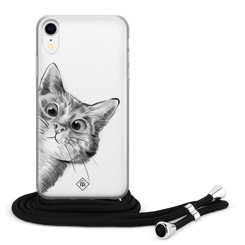 Casimoda iPhone XR hoesje met koord - Kiekeboe kat