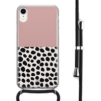 Casimoda iPhone XR hoesje met koord - Pink dots