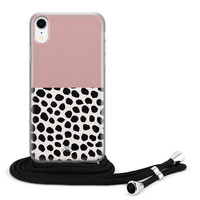 Casimoda iPhone XR hoesje met koord - Pink dots