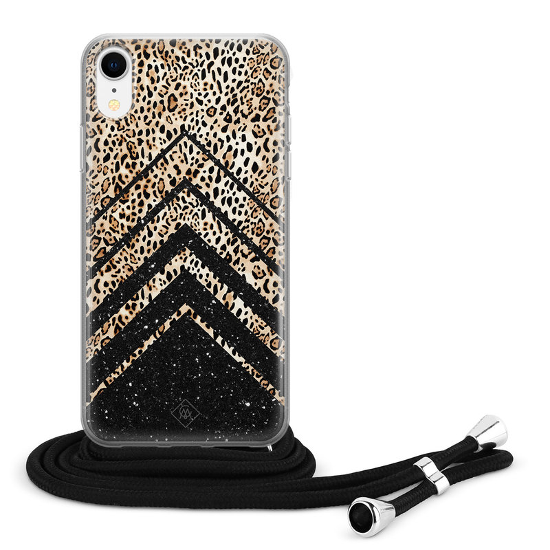 Casimoda iPhone XR hoesje met koord - Chevron luipaard