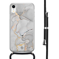 Casimoda iPhone XR hoesje met koord - Marmer grijs