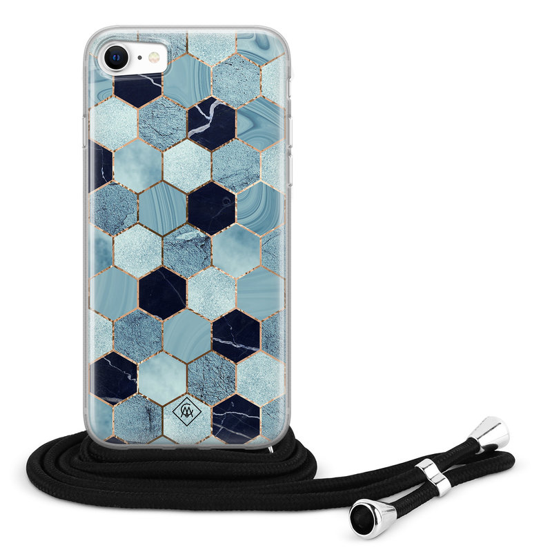 Casimoda iPhone 8/7 hoesje met koord - Blue cubes