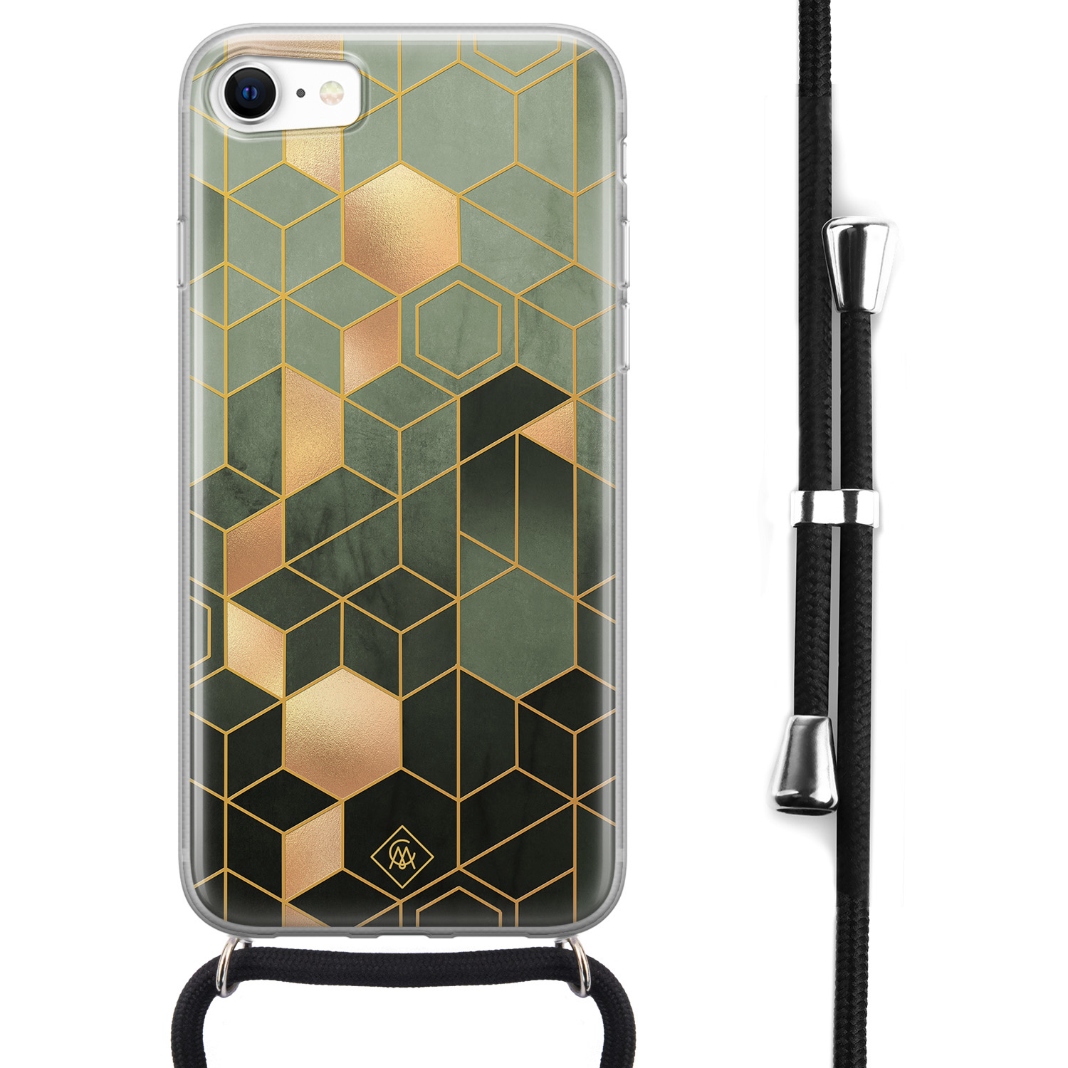 iPhone 8 7 hoesje met koord Kubus groen