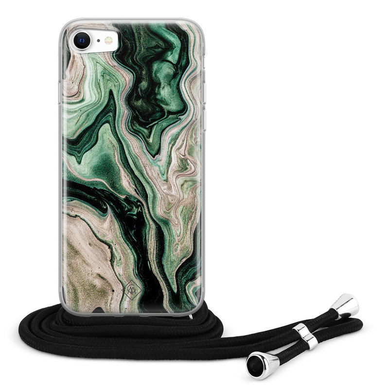 Casimoda iPhone 8/7 hoesje met koord - Green waves