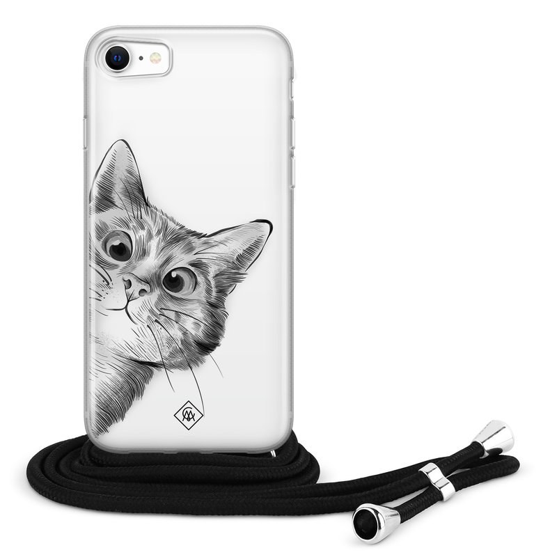 Casimoda iPhone 8/7 hoesje met koord - Kiekeboe kat