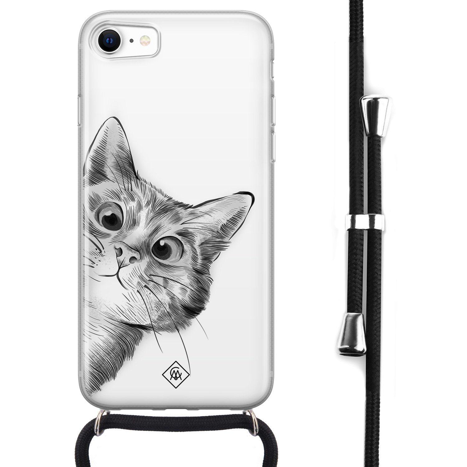 iPhone 8/7 hoesje met koord - Kiekeboe kat