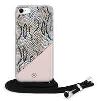 Casimoda iPhone 8/7 hoesje met koord - Snake print roze