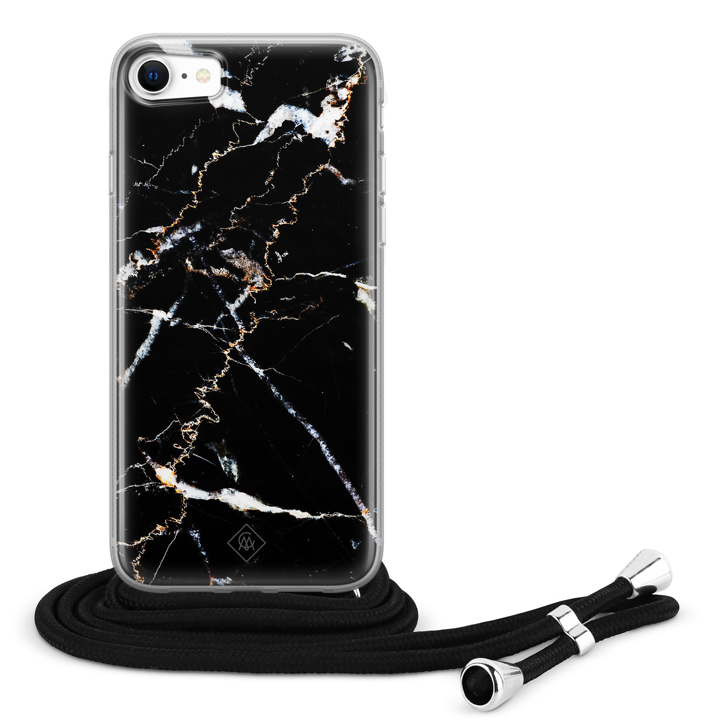 zelf samenkomen Revolutionair iPhone 8/7 hoesje met koord - Marmer zwart - Casimoda.nl
