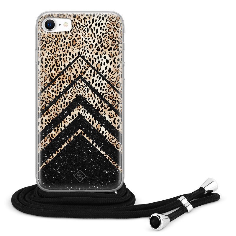 Casimoda iPhone 8/7 hoesje met koord - Chevron luipaard