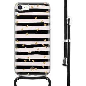 Casimoda iPhone 8/7 hoesje met koord - Hart streepjes