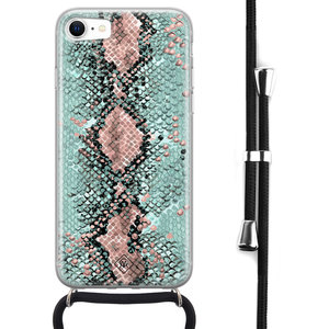 Casimoda iPhone SE 2020 hoesje met koord - Snake pastel