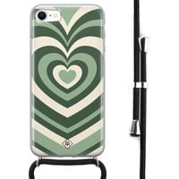 Casimoda iPhone SE 2020 hoesje met koord - Hart groen swirl