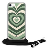 Casimoda iPhone SE 2020 hoesje met koord - Hart groen swirl