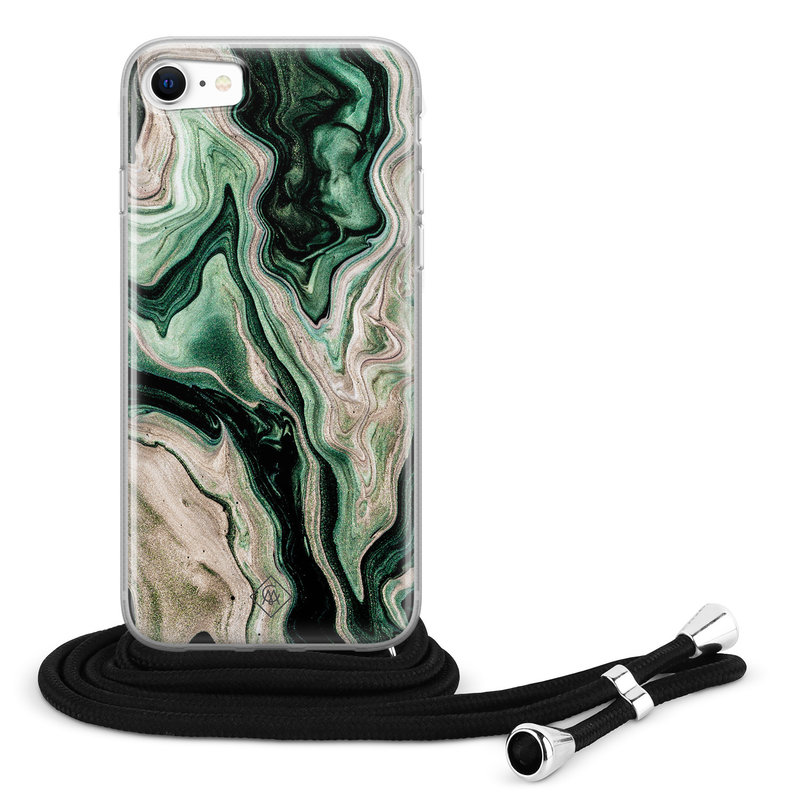 Casimoda iPhone SE 2020 hoesje met koord - Green waves