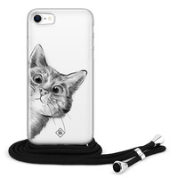 Casimoda iPhone SE 2020 hoesje met koord - Kiekeboe kat