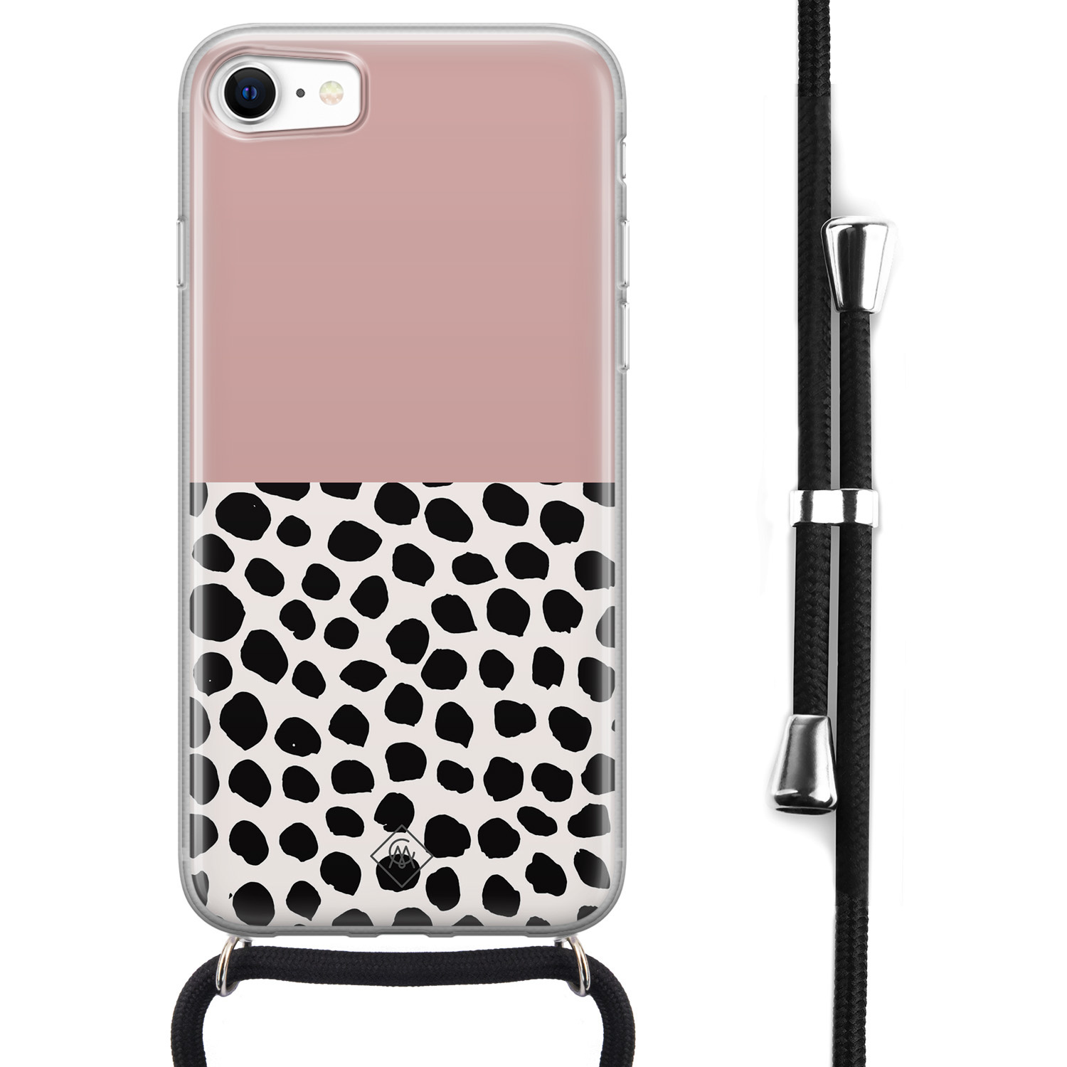 iPhone SE 2020 hoesje met koord - Pink dots