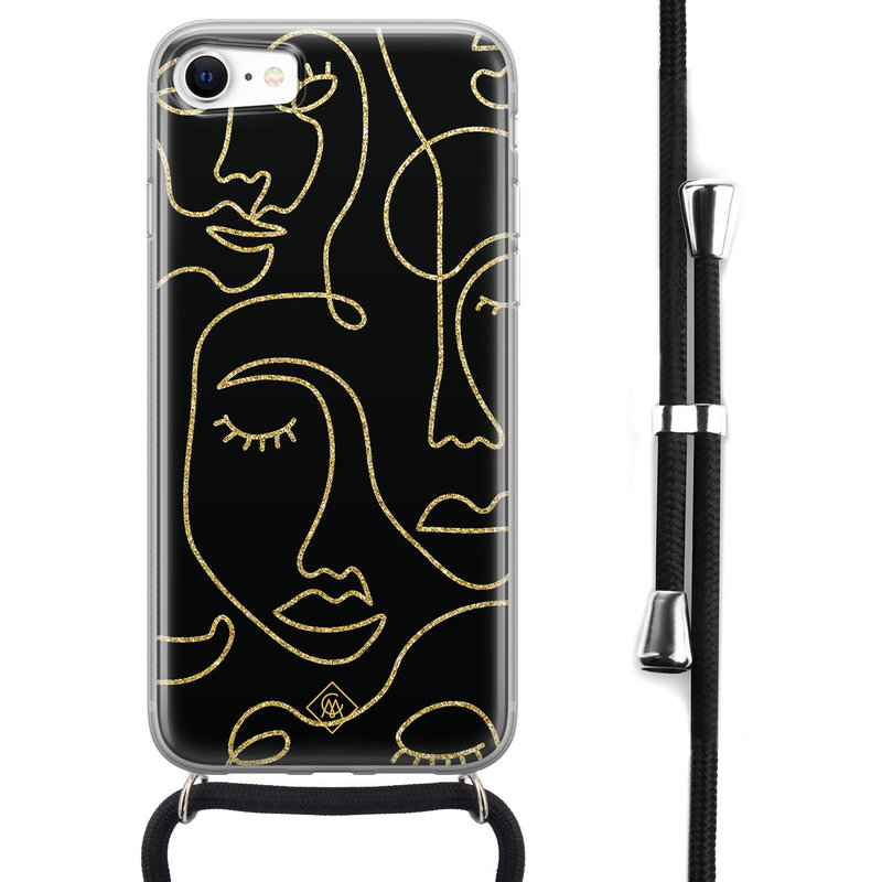 Casimoda iPhone SE 2020 hoesje met koord - Abstract faces