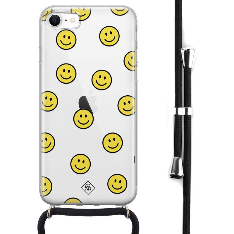 Casimoda iPhone SE 2020 hoesje met koord - Smileys