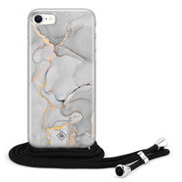 Casimoda iPhone SE 2020 hoesje met koord - Marmer grijs