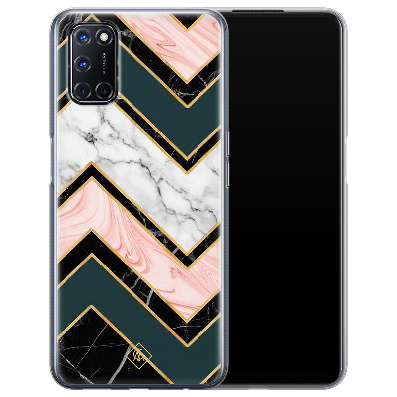 Casimoda Oppo A52 siliconen hoesje - Marmer triangles