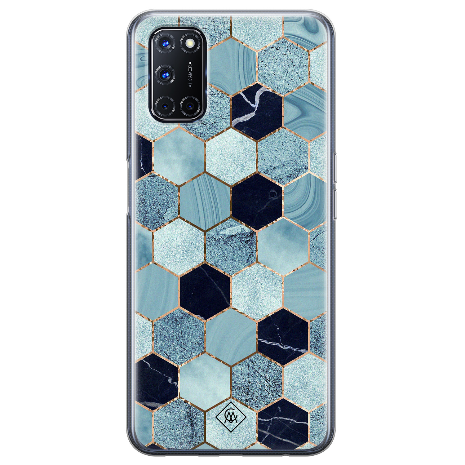 Oppo A92 siliconen hoesje - Blue cubes