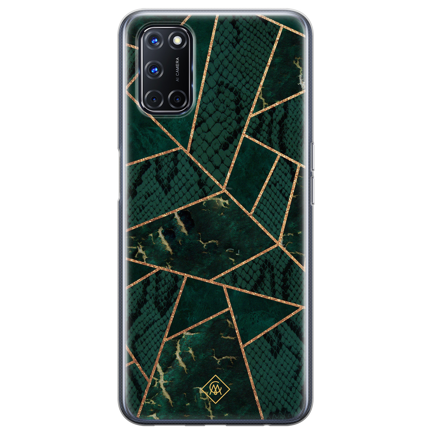 Oppo A92 siliconen hoesje - Abstract groen