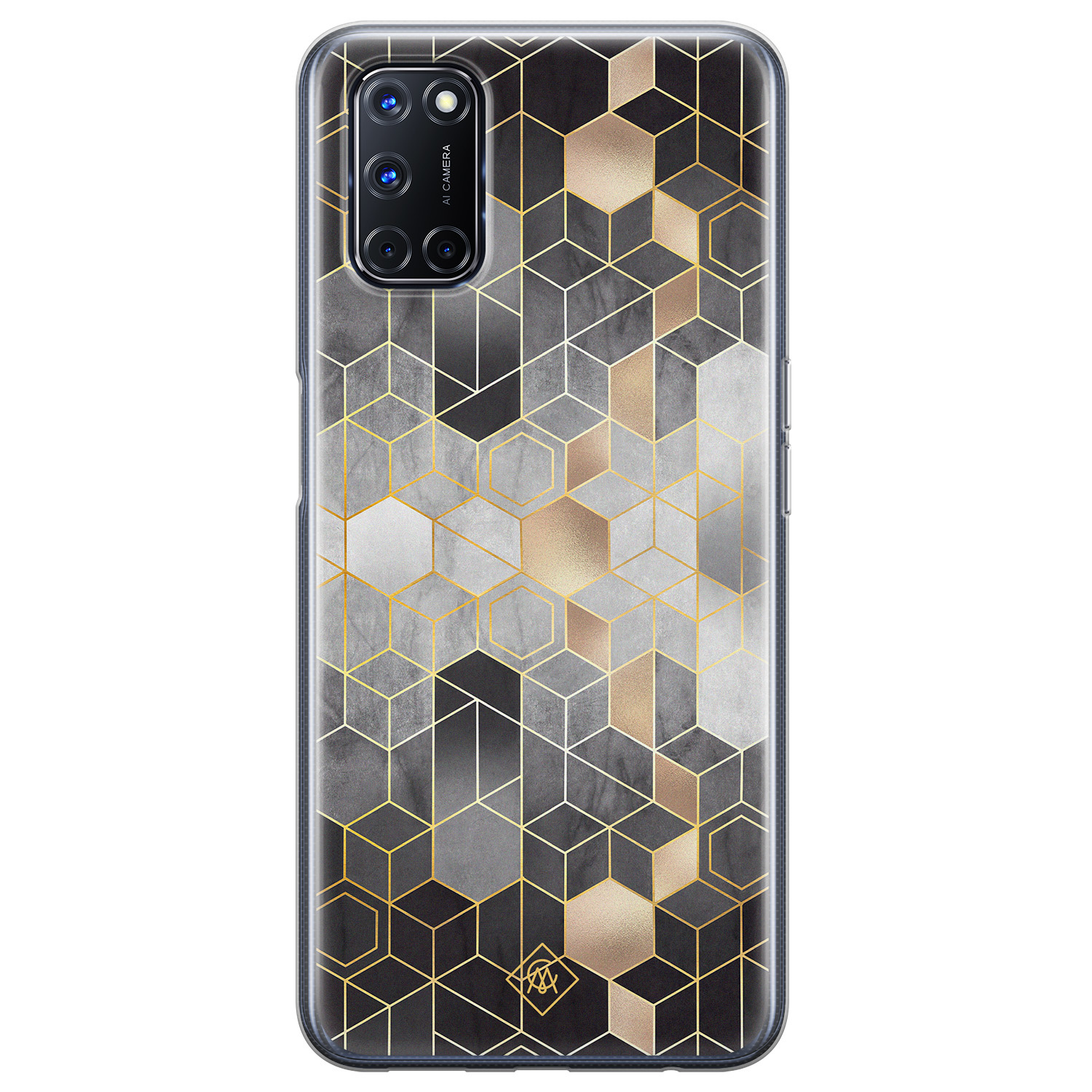 Oppo A92 siliconen hoesje - Grey cubes