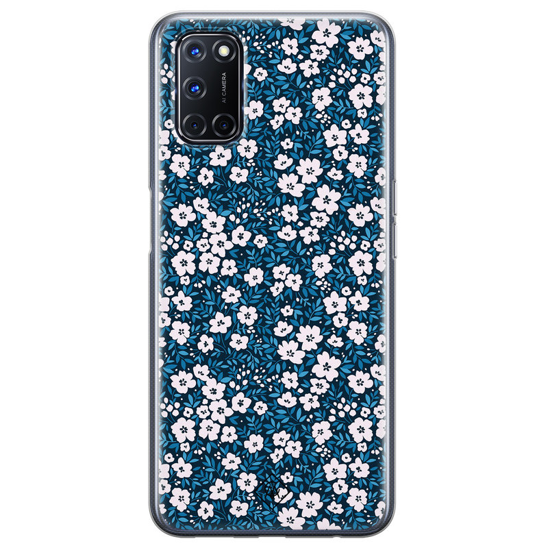 Casimoda Oppo A72 siliconen hoesje - Bloemen blauw