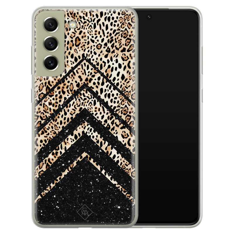 Casimoda Samsung Galaxy S21 FE siliconen hoesje - Chevron luipaard