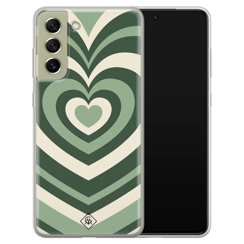 Casimoda Samsung Galaxy S21 FE siliconen hoesje - Marmer hart swirl