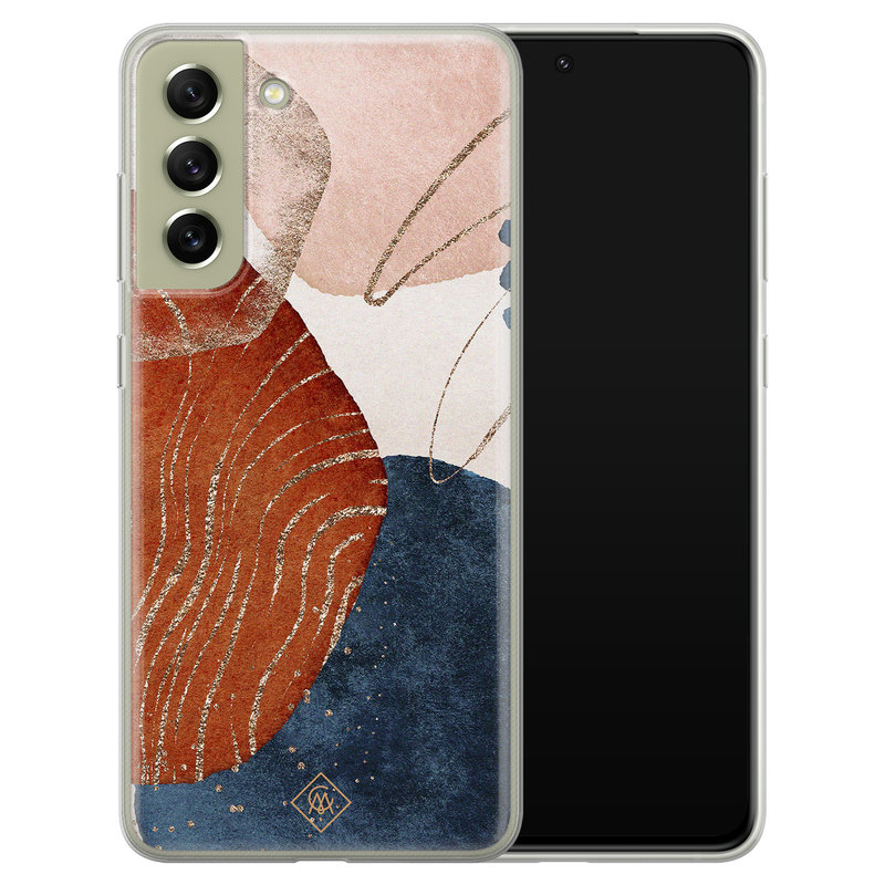 Casimoda Samsung Galaxy S21 FE siliconen hoesje - Abstract terracotta